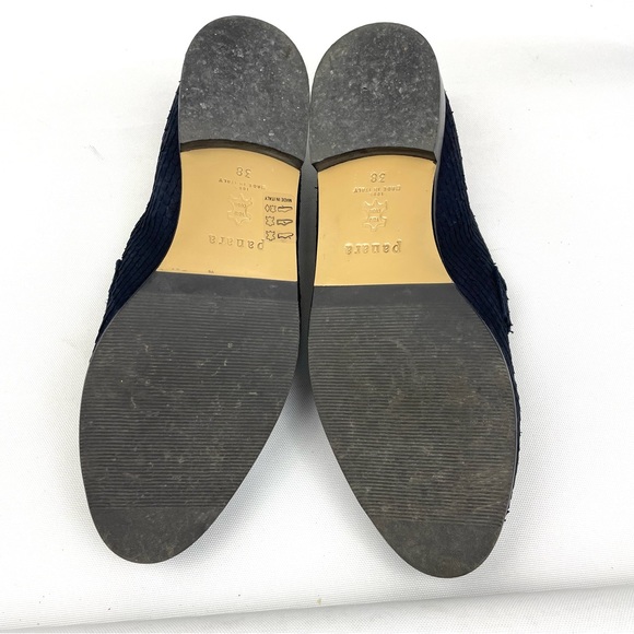 Panara Dark Blue Suede Snake Skin Embossed Loafers 38 US 8 - Picture 6 of 8